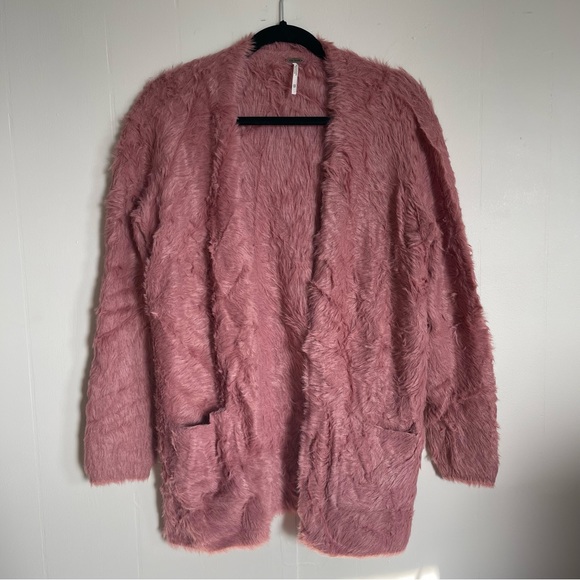 Free People Fuzzy Pink Cardigan - Picture 4 of 12